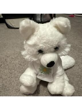 The Bear Factory Arctic White Fox Daisy Shirt 10” Plush